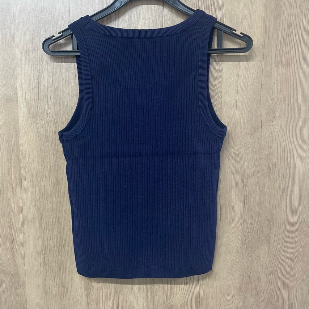 Miu Miu Navy Ribbed Tank Top - Picture 7 of 7